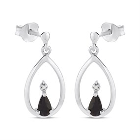 My Diamonds Silver Pear Sapphire And Diamond Earrings - D99297