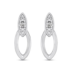 My Diamonds Silver Diamond-Set Marquise Loop Stud Earrings - D99298