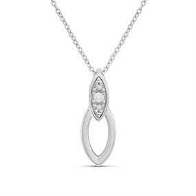 My Diamonds Silver Diamond-Set Double Marquise Loop Necklace - D99299
