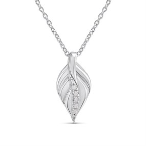 My Diamonds Silver Diamond-Set Leaf Necklace - D99301