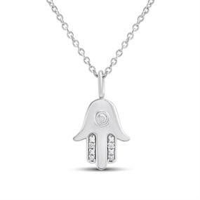 My Diamonds Silver Diamond-Set Hamsa Hand Necklace - D99303