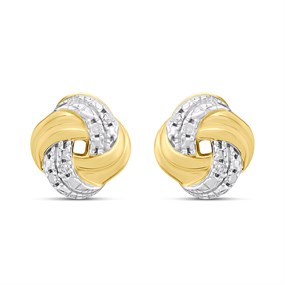My Diamonds Gold Plated And Silver Diamond-Set Knot Stud Earrings - D99304