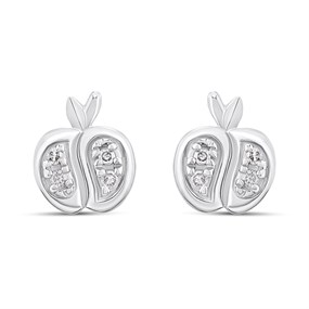 My Diamonds Silver Diamond-Set Apple Stud Earrings - D99311