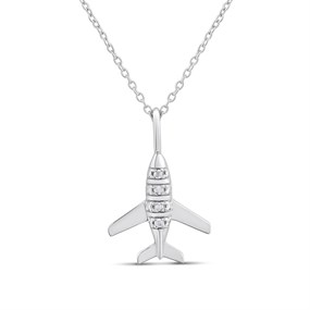 My Diamonds Silver Diamond-Set Plane Necklace - D99313