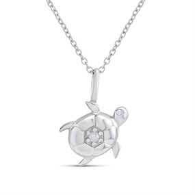 My Diamonds Silver Diamond-Set Turtle Necklace - D99314