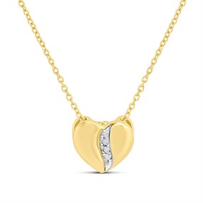 My Diamonds Gold Plated And Silver Diamond-Set Heart Necklace - D99316