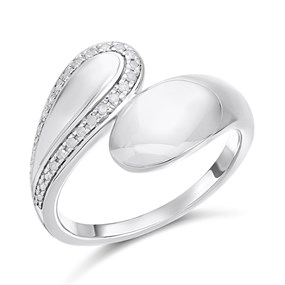 My Diamonds Silver Diamond-Set Swirl Ring - D99317