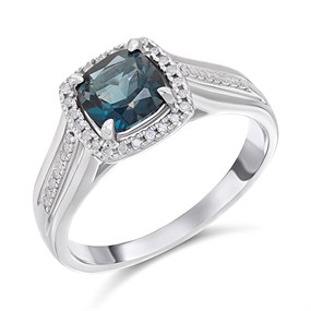 My Dias Silver Diamond-Set London Blue Topaz Ring - D99323
