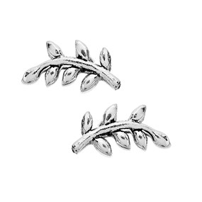 Silver Leaf Stud Earrings - 11mm - F01003