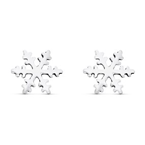 Silver Snowflake Stud Earrings - 10mm - F01008
