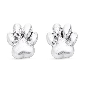 Silver Bunny Paw Stud Earrings - 7mm - F01011