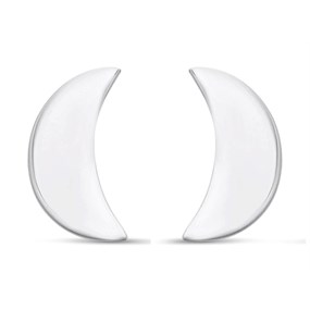 Silver Moon Stud Earrings - 8mm - F01013