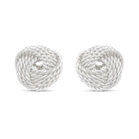 Silver Knot Stud Earrings - 6mm - F01020