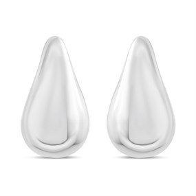Silver Hollow Teardrop Stud Earrings - F01022
