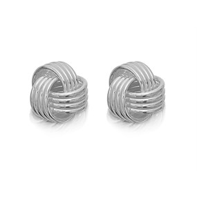 Silver Knot Stud Earrings - 8mm - F0212
