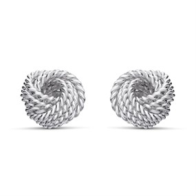 Silver Textured Knot Stud Earrings - 5mm - F0230