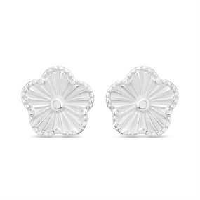 Silver Flower Stud Earrings - F0242