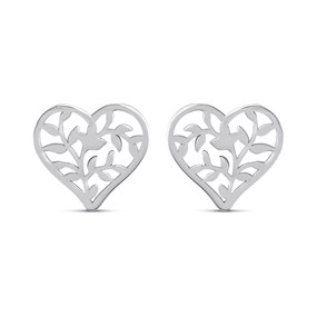Silver Filigree Heart Stud Earrings - F0252