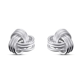 Silver Knot Triple Wire Stud Earrings - F0266