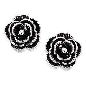 Silver Rose Stud Earrings - 6mm - F0276