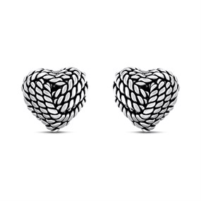Silver Knot Heart Stud Earrings - F0279