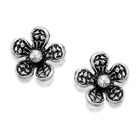 Silver Flower Stud Earrings - F0281