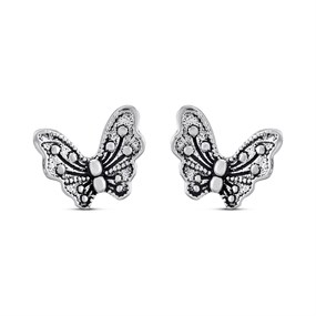 Silver Butterfly Stud Earrings - F0290