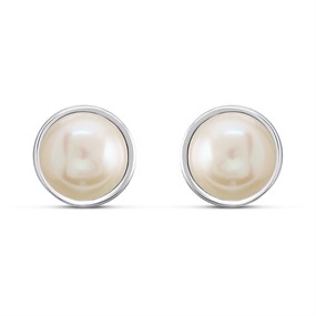 Silver Cultured Freshwater Pearl 5.5-6mm Stud Earrings - F03119