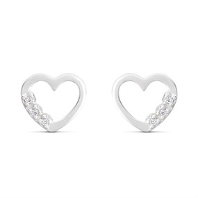 Silver Heart Cubic Zirconia Earrings - 7mm - F04062