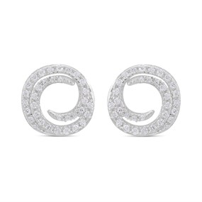 Silver Circles Cubic Zirconia Stud Earrings - 10mm - F04065