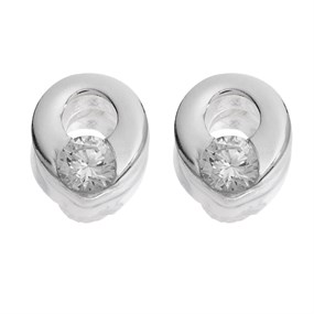 Silver Cubic Zirconia Circle Stud Earrings - 5mm - F04119
