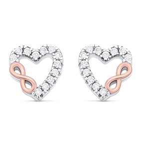Silver Cubic Zirconia Open Heart Infinity "Infinite Love" Earrings - 7mm - F04133