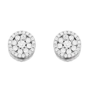 Silver Cubic Zirconia Cluster Stud Earrings - 8mm - F04134