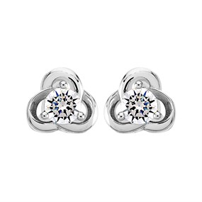 Silver Cubic Zirconia Knot Stud Earrings - 10mm - F04163