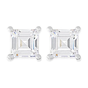 Silver Cubic Zirconia Stud Earrings - 5mm - F04178