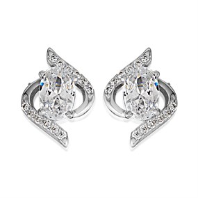Silver Cubic Zirconia Sud Earrings - 6mm - F04181