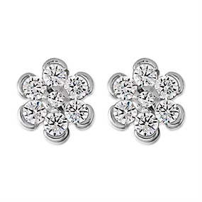 Silver Cubic Zirconia Daisy Stud Earrings - 6mm - F04182