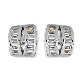 Silver Half Hoop Stud Earrings - 6mm - F04183