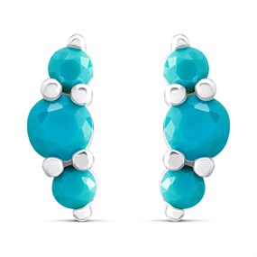 Silver Synthetic Turquoise Stud Earrings - F04197