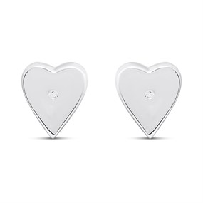 Silver Diamond Heart Stud Earrings- 6mm - F04241