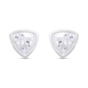 Silver Trillion CZ Stud Earrings- 7mm - F04250