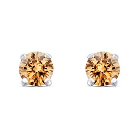 Silver Champagne CZ Stud Earrings- 5mm - F04251