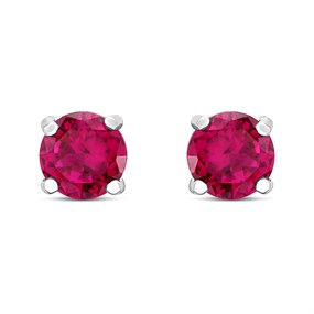 Silver Red CZ Stud Earrings- 5mm - F04252