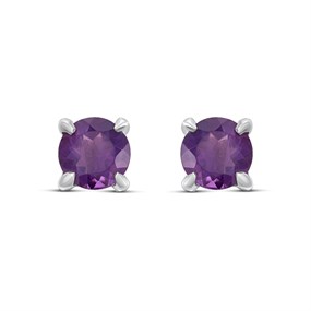 Silver Amethyst Stud Earrings - F04257
