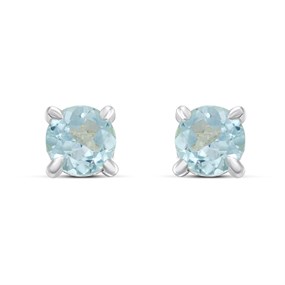 Silver Blue Topaz Stud Earrings - F04258