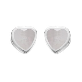 Silver Mother Of Pearl Heart Stud Earrings - 5mm - F0485