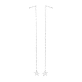 Silver Star Pull Through Earrings - F05004