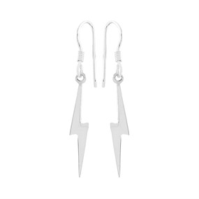 Silver Lightening Hook Wire Earrings - 37mm drop - F05017