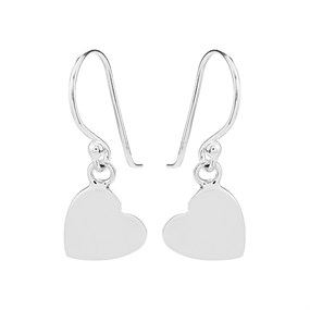Silver Heart Hook Wire Earrings - 22mm drop - F05020