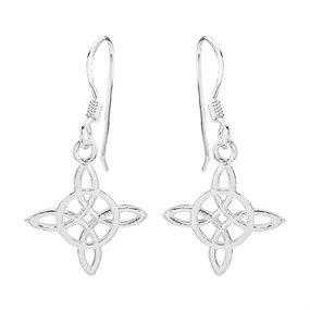 Silver Celtic Hook Wire Earrings - 28mm drop - F05022